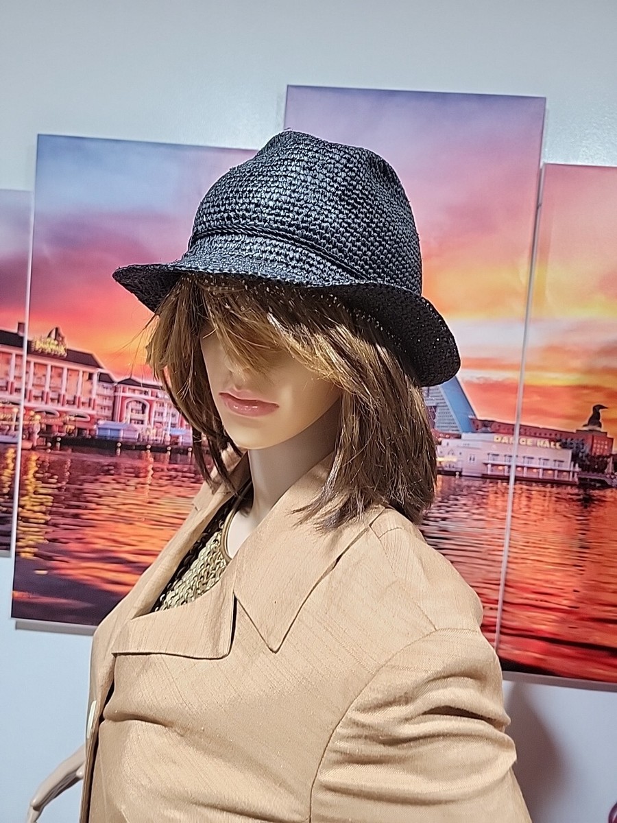 HELEN KAMINSKI XY Abaka Sz S Black Raffia Hat Abaka Crochet Straw