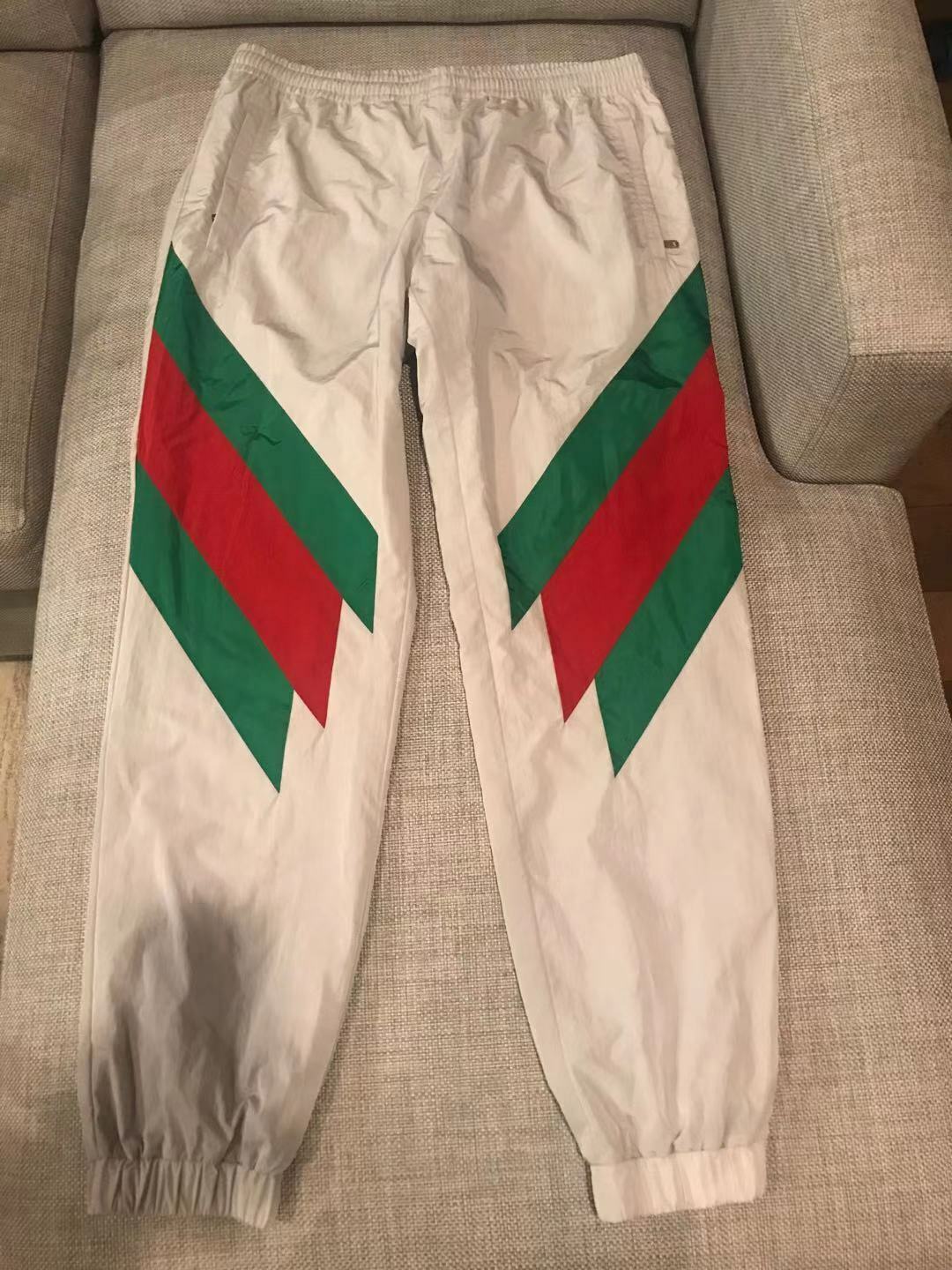 New Gucci Grey Green Red Technical Nylon Stripe Sweat Pants Size XL 645559 | eBay