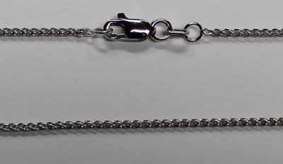 18Kt 18K White 16 18 20 24'' 1.3mm Solid Gold Round Wheat Necklace Chain Lobster