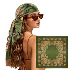 Large Square Head Scarf Bandana - 35" Satin Hair Scarf for Women Like Silk Sc...