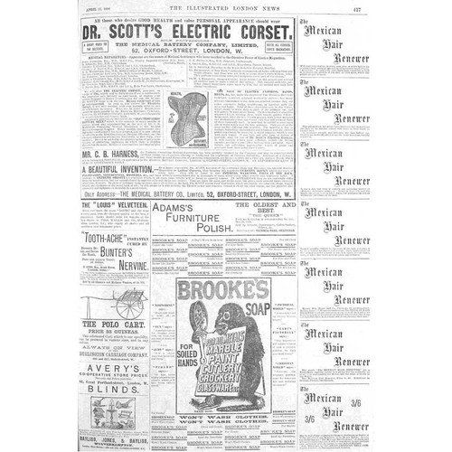 Victorian Adverts; Dr Scott's Electric Corset, Brooke's Soap - Old Print 1886