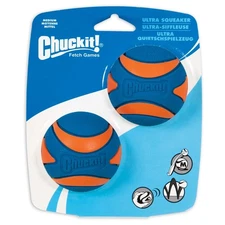 Chuckit Ultra Squeaker Ball Durable High Bounce Chewable Dog Toy Medium 2pack