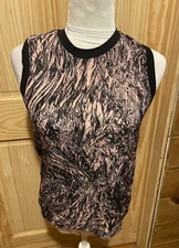 McQUEEN Alexander McQueen Pink & Black Sleeveless  Silk Tank Top ~ EUC