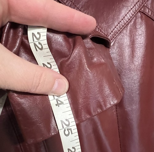 Wilsons Leather Long Burgundy Red Trench Coat Women XL Belt Vintage Mod MCM - Picture 13 of 17