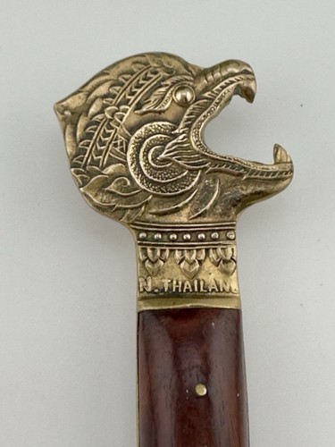 VTG Figural Lion Head Brass Rosewood Handle Bottle/Letter Opener N. Thailand - Picture 14 of 17