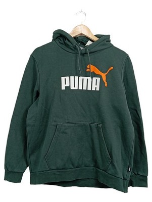 PUMA Herren Kapuzenpullover Hoodie Gr. L Grün Logo-Print Sportlich