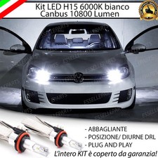 KIT LED H15 CANBUS LUCI DIURNE DRL + ABBAGLIANTI 6000K VW GOLF 6 VI 10800 LUMEN