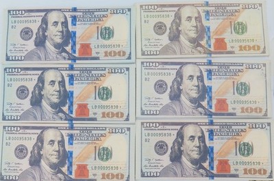 JOB LOT !! 6 x American $100 Note Novelty Flexible Note Wallets.