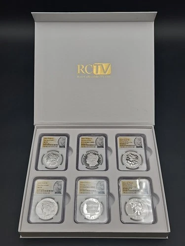 2024 MS70 PF70 6-Coin Set $1 Morgan & Peace Dollar First Day of Issue, NGC FDOI