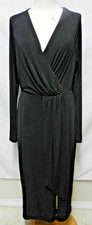 Good American knit black long dress front slit v-neck NEW Size 4 or X Large XL