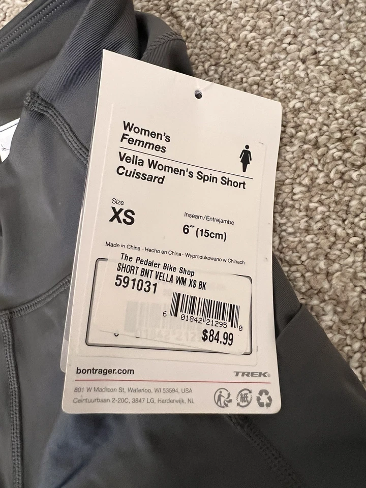 NWT Bontrager Vella Spin Short Women’s Gray Padded Cycling Shorts Sz XS 85$ - Image 3 of 4