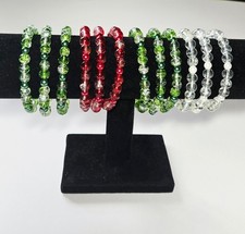 Christmas Stretch Bracelets Lot of 12 Color Colorful Beaded Teen Crackle Simple