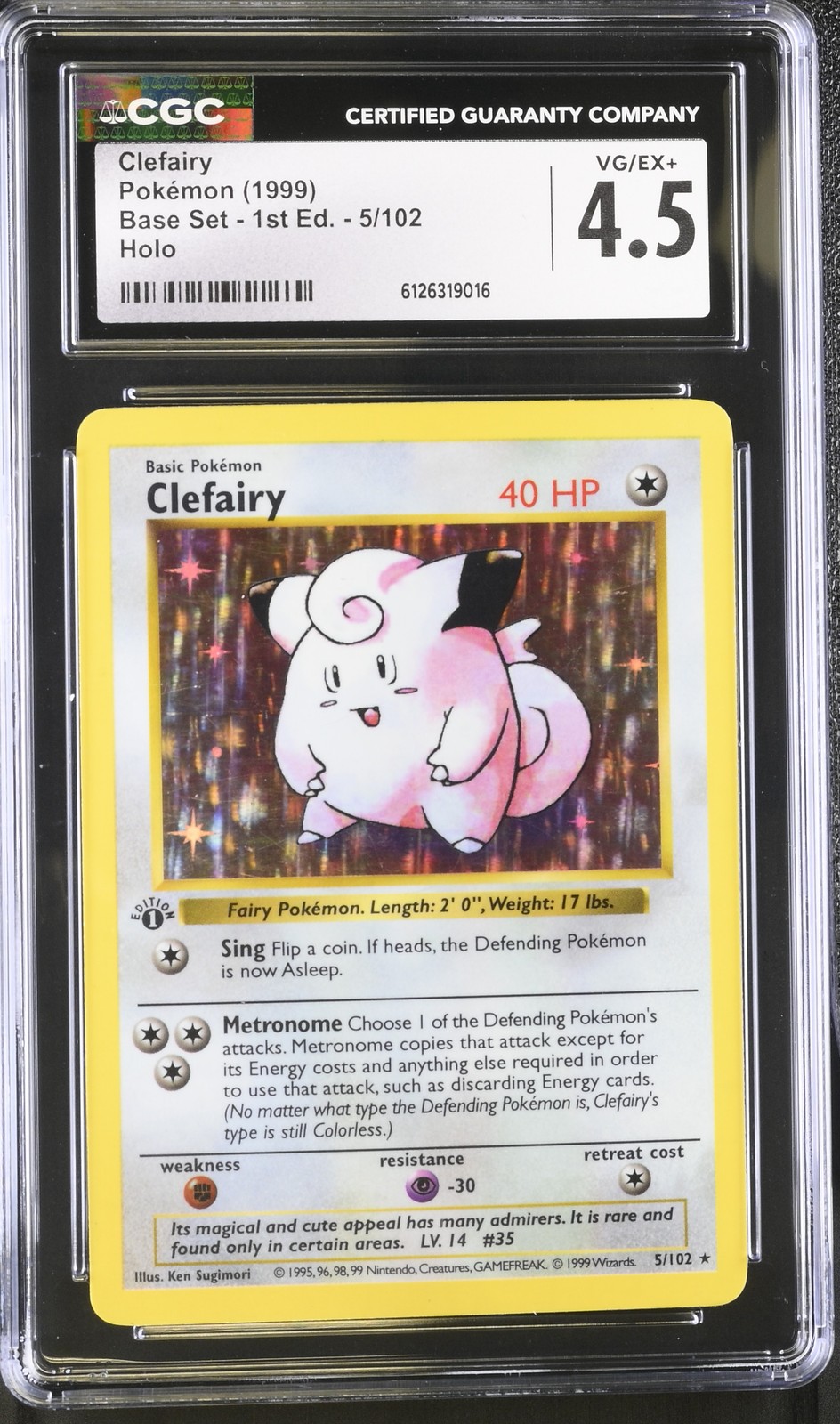 CGC 4.5 Clefairy 1999 Base Set 1st Edition Shadowless 5/102 Holo Pokemon Card