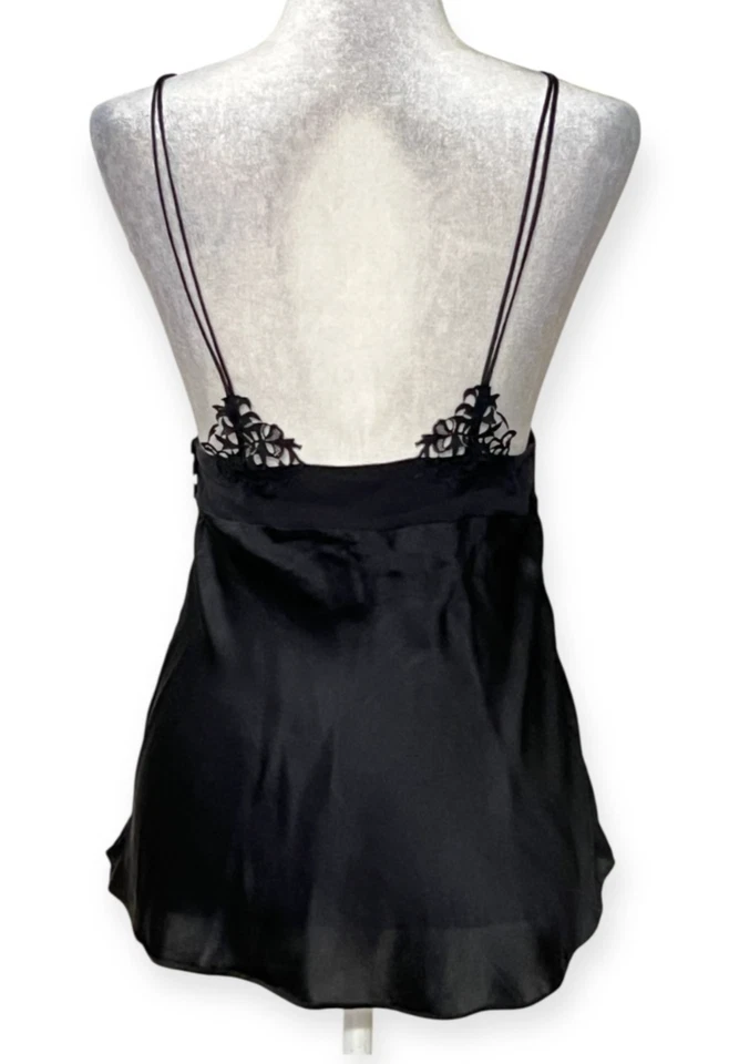 Top camisola de encaje de seda negra La Perla para mujer talla S lencería italiana de lujo Foto 2 de 4