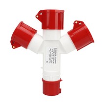 3 Way Splitter 380V 16A 5Pin Red Industrial Plug Sockets Adaptor IP44 3P+N+E