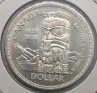 1958 Canada Silver Dollar - British Colombia - Elizabeth II - 0.8 Silver - Unc