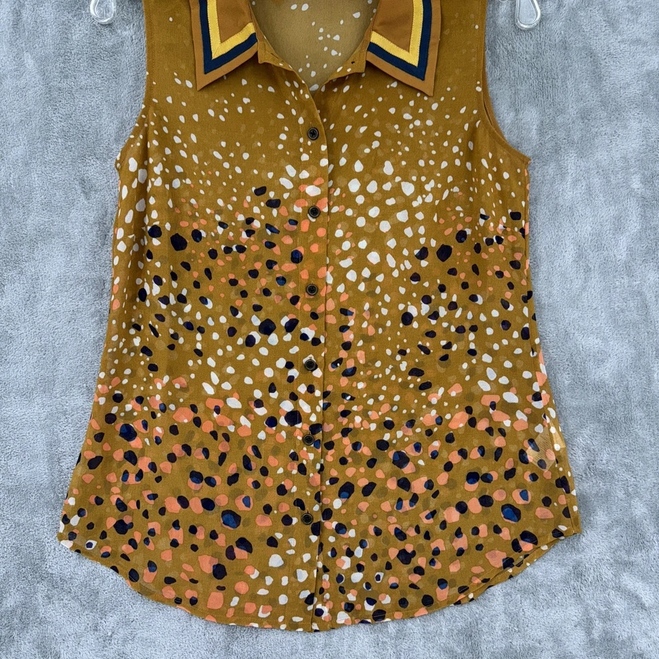 Blusa Cabi para mujer XS Cheers chifón con botones semi transparente lunares tostado 3436 Foto 4 de 4