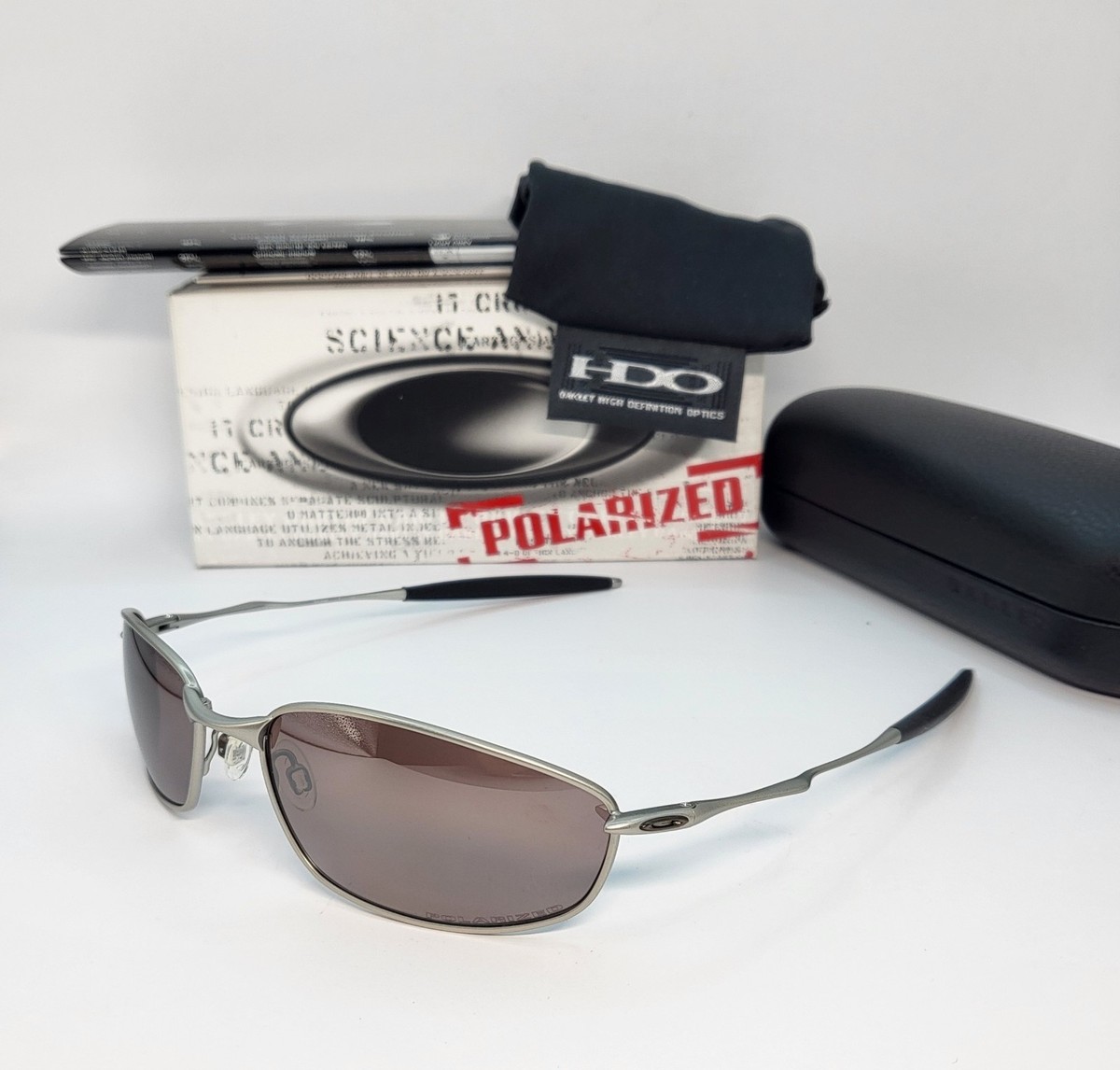 New OAKLEY WHISKER 1.0 SILVER / OO BLACK POLARIZED Sunglasses 26