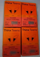 4X Thinx Teens Super Absorbency Bikini Period Underwear Sz M 11-12 Reusable BLUE