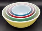 Vtg PYREX Primary Colors Nesting Bowl Set of 4 Ovenware 1940s 401,402,403,404