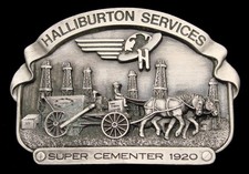 PA02128 *NOS* 1982 **HALLIBURTON SERVICES** 1920 SUPER CEMENTER OILFIELD BUCKLE