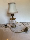 Vintage Waterford Crystal Accent Table Lamp Brass Base Braided Shade 12” tall — photo 1