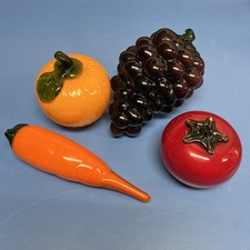 Lot Of 4 Vintage Hand Blown Glass Vegetables Fruits Murano Style Art Deco EUC