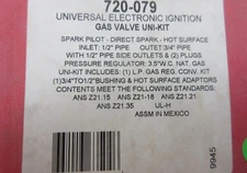 Robertshaw 720-079 Gas Valve, Ng/Lp, Direct Spark Ignition. FREE SHIPPING