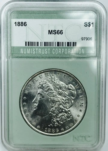 1886 MORGAN DOLLAR! GEM BU+++! VINTAGE HOLDER! AMAZING! FANTASTIC! NR #P1659