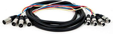 Monoprice XLR Male to XLR Female Snake Cable - 10 Feet- Black/Silver, 4-Channel,