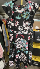 iHot Women's Black Floral Cap Sleeve Swing Dress Size M A-Line Knee Length