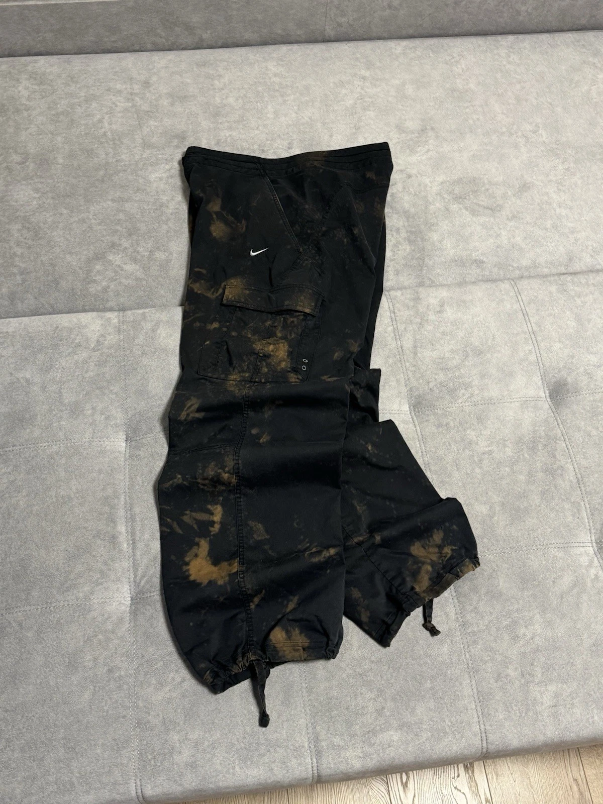 Pantaloni vintage Nike Baggy Military Cargo invecchiati sbiaditi Y2K neri