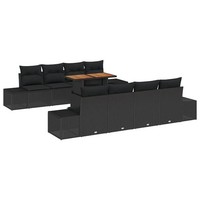 Garten Essgruppe Sitzgruppe Mit Kissen 9 Tlg Set Schwarz Braun