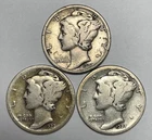 1927, 1927-D and 1927-S 10C Mercury Dimes 90% Silver