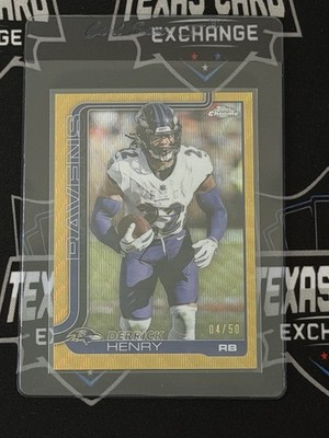 2025 Topps Chrome Derrick Henry #25 Gold Wave Refractor /50 Baltimore Ravens