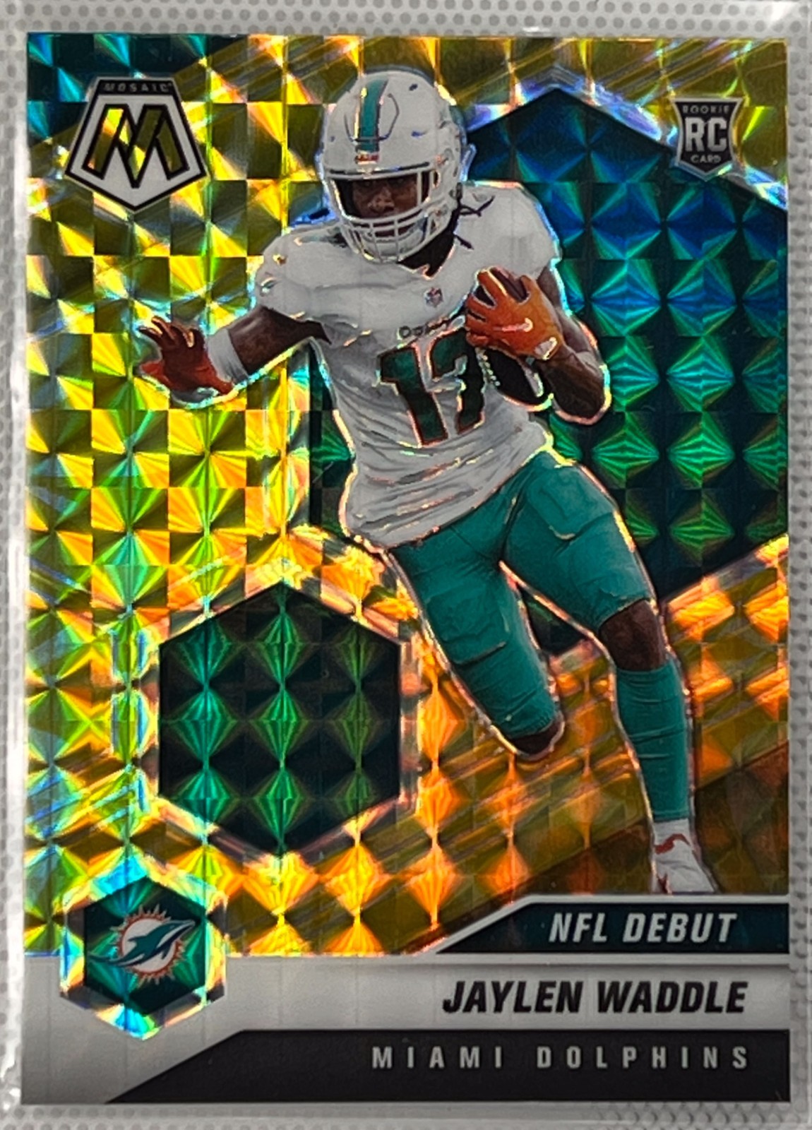 2021 Panini Mosaic - NFL Debut Jaylen Waddle #248 Reactive Yellow Mosaic...