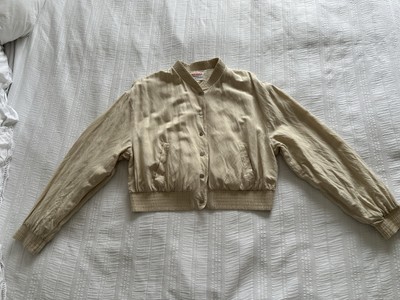 John Lewis Anyday Bomberjacke naturbeige Leinenmischung Größe 12 kleine Markierung