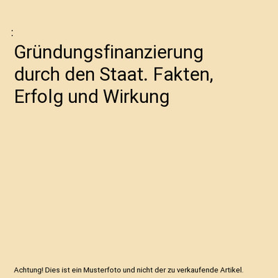 Gründungsfinanzierung durch den Staat. Fakten, Erfolg und Wirkung
