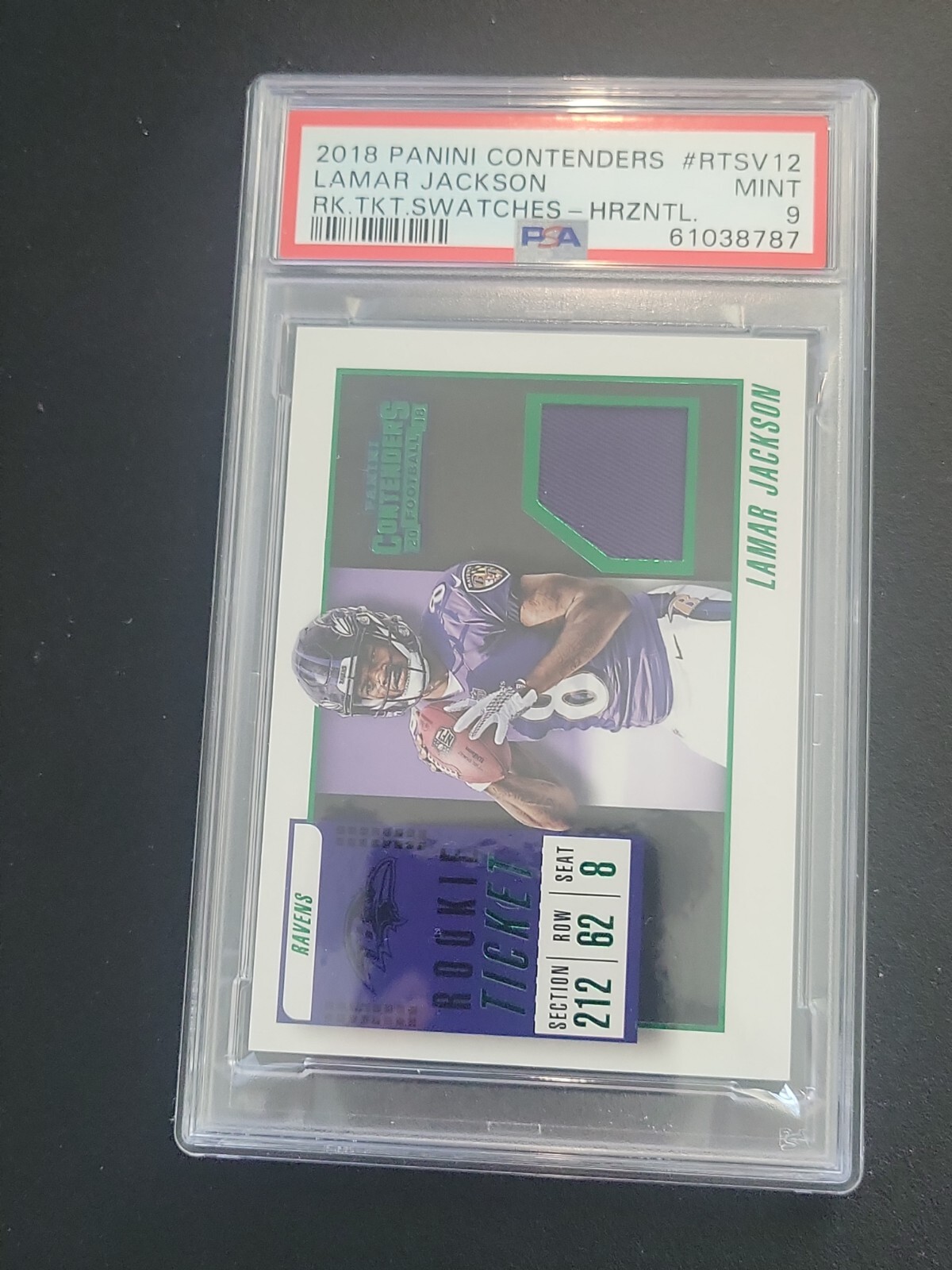 Lamar Jackson Panini Contenders Rookie Ticket Swatches #RTSV12 Horizontal