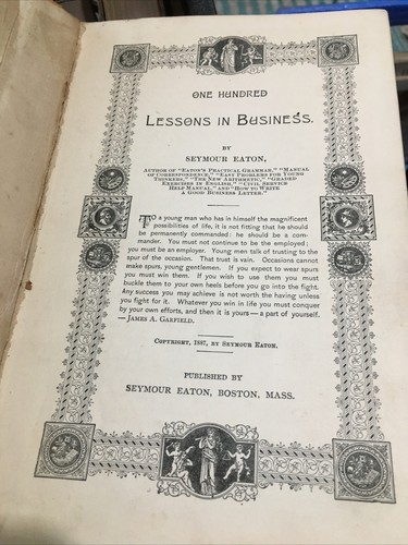 One Hundred Lessons in Business By Seymour Eaton Copyright 1887 Antique Book - Picture 3 of 6
