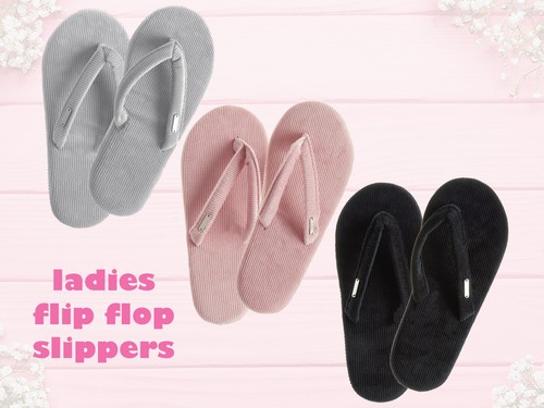 Nuevas zapatillas tela para mujer de interior chanclas suaves cómodas para casa planas eBay