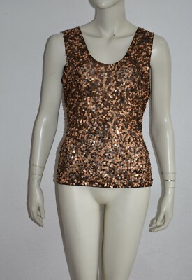 RIANI * Pailletten Top - ärmellose Bluse - in Bronze Größe 42