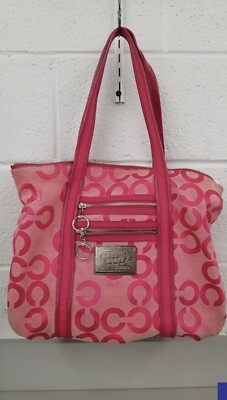 Coach Poppy Pink Canvas Shoulder Bag Purse | eBay