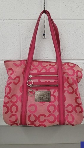Coach Poppy Pink Canvas Shoulder Bag 