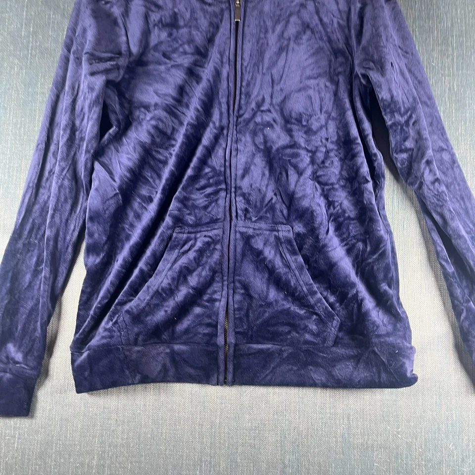 Traje de chándal Gloria Vanderbilt para mujer azul terciopelo sudadera con capucha pierna ancha talla S poliéster Foto 3 de 4