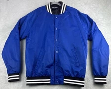 Shaka Wear Bomber Varsity Blank Jacket Snap Front Blue Size Medium