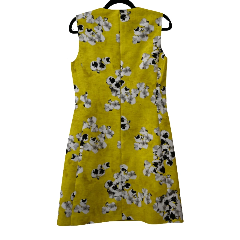 Giambattista Valli Mini Shift Dress Size Small Yellow Floral Sleeveless - Image 4 of 4