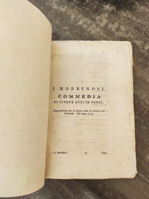 Original Booklet Die Morbinosi, Komödie mit 5 Akten in Versen. C.Goldoni, '800