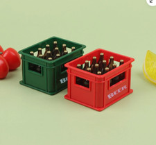 Puppenhaus Mini Bier Trinkflasche Bierkiste Getränkekiste Bar Küche Deko 2P