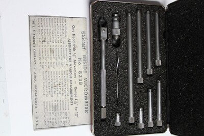 Vintage Starrett No. 823B Inside Tubular Micrometer Machinist Tool Set USA